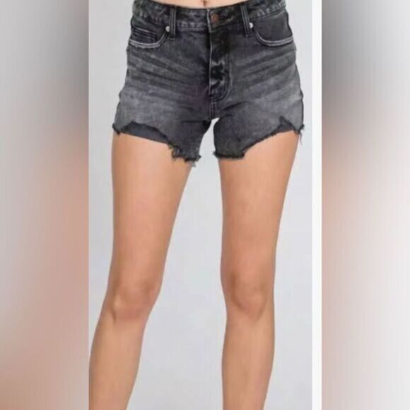 NWT Anthropologie Women’s Black Washed Shorts Distressed Raw Hem - Size XS - Picture 1 of 9